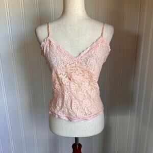 Vintage 90s Pink Coquette Lace Cami L